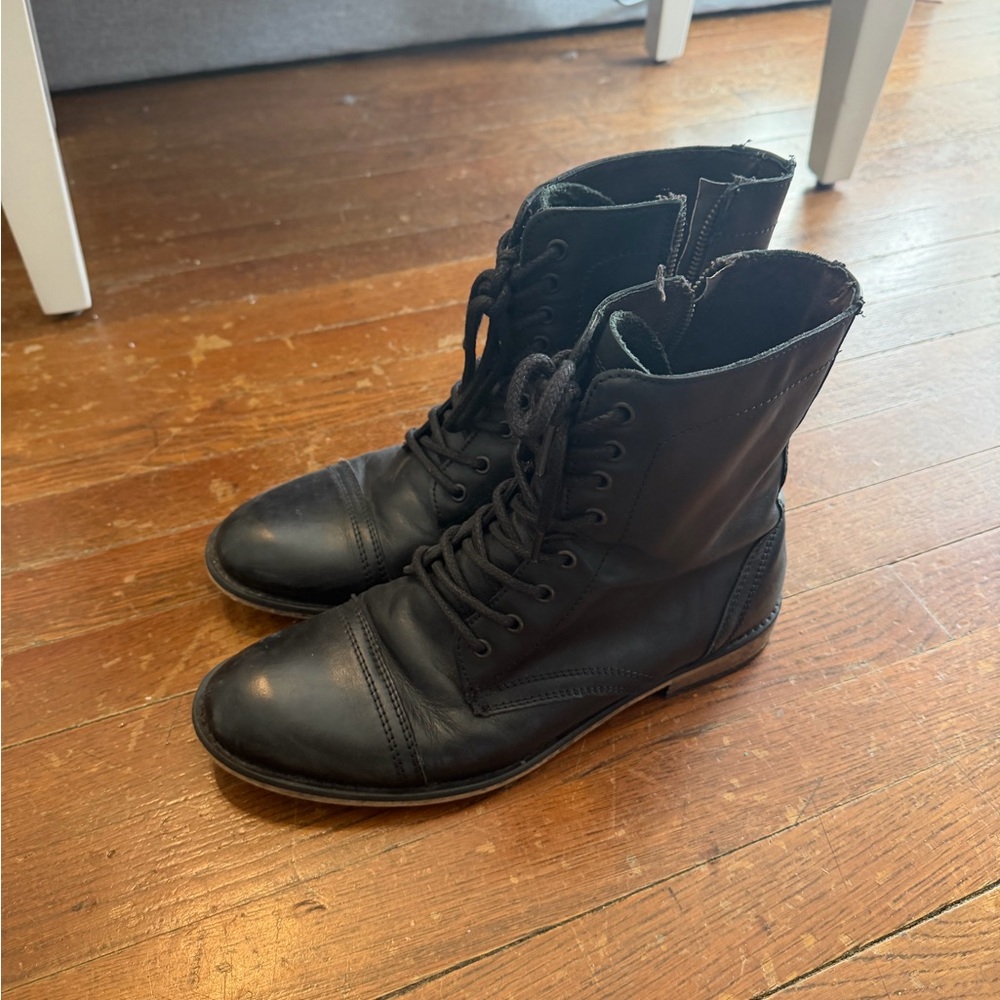 Steve Madden Trek Black Leather Men's Boots - Size 10